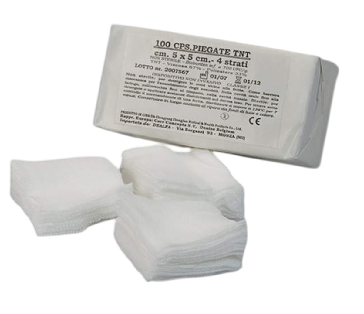 8-lagige, gefaltete Gaze 5x5 cm (nicht steril)